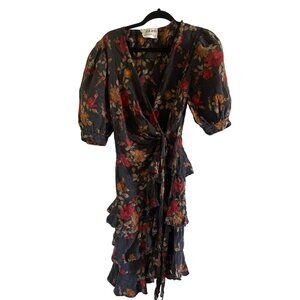Vintage Adolfo at Saks Fifth Avenue Floral Wrap Women's Dress